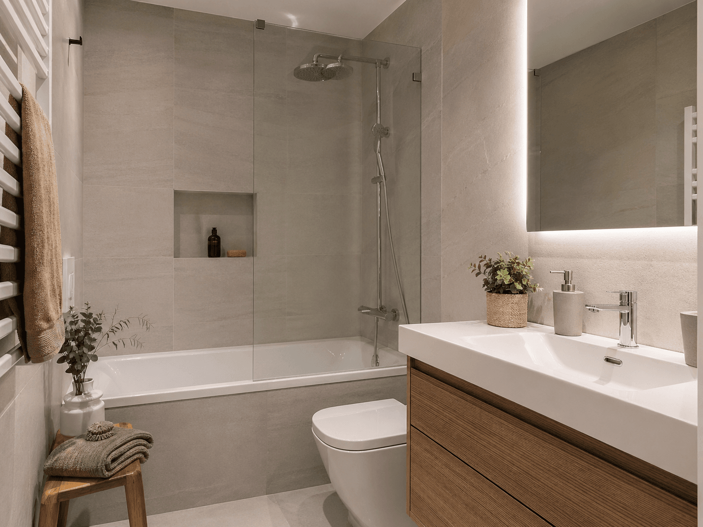 Reforma de baño con mampara de vidrio en La Orotava