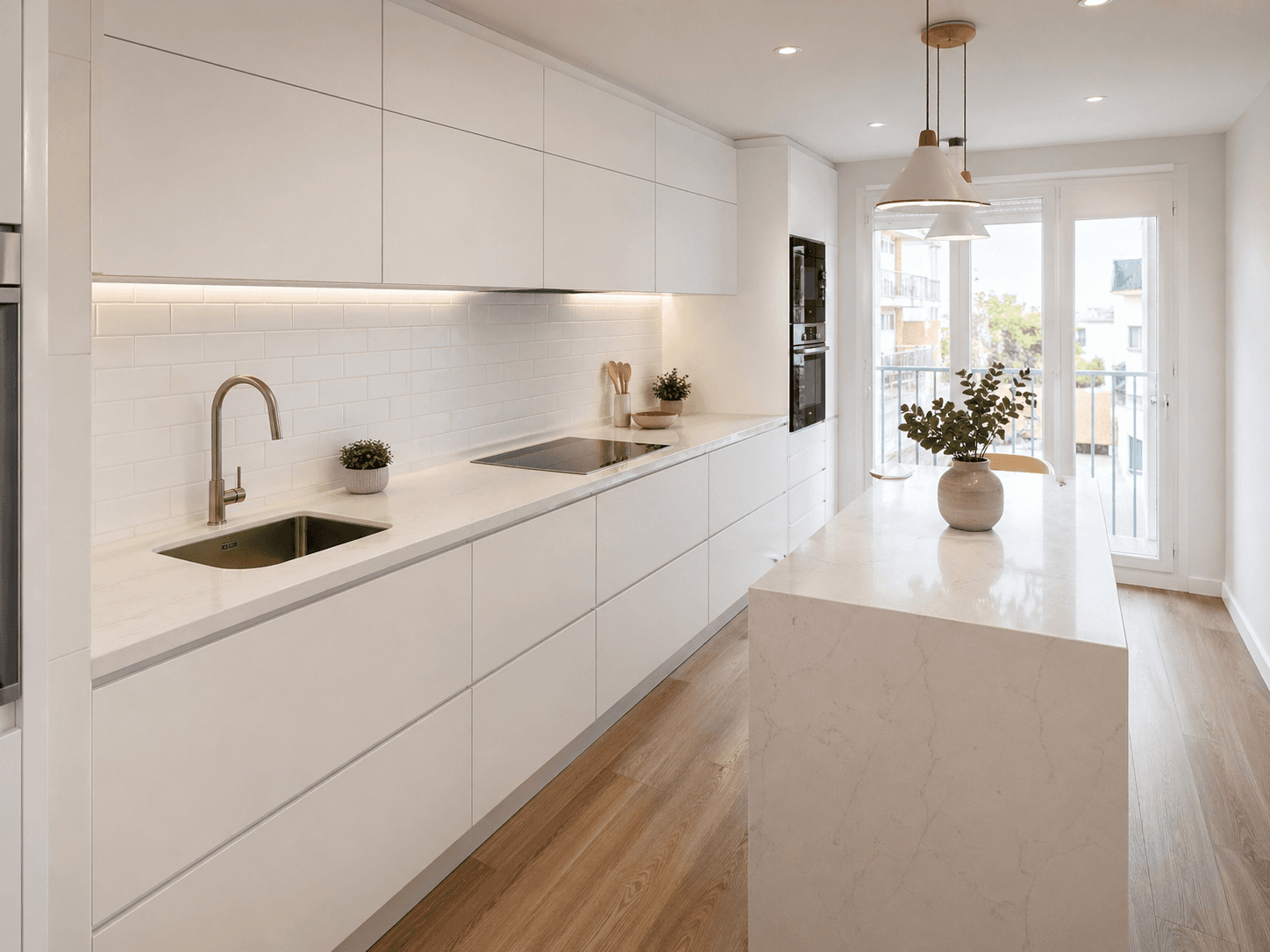 Cocina con isla central en Adeje