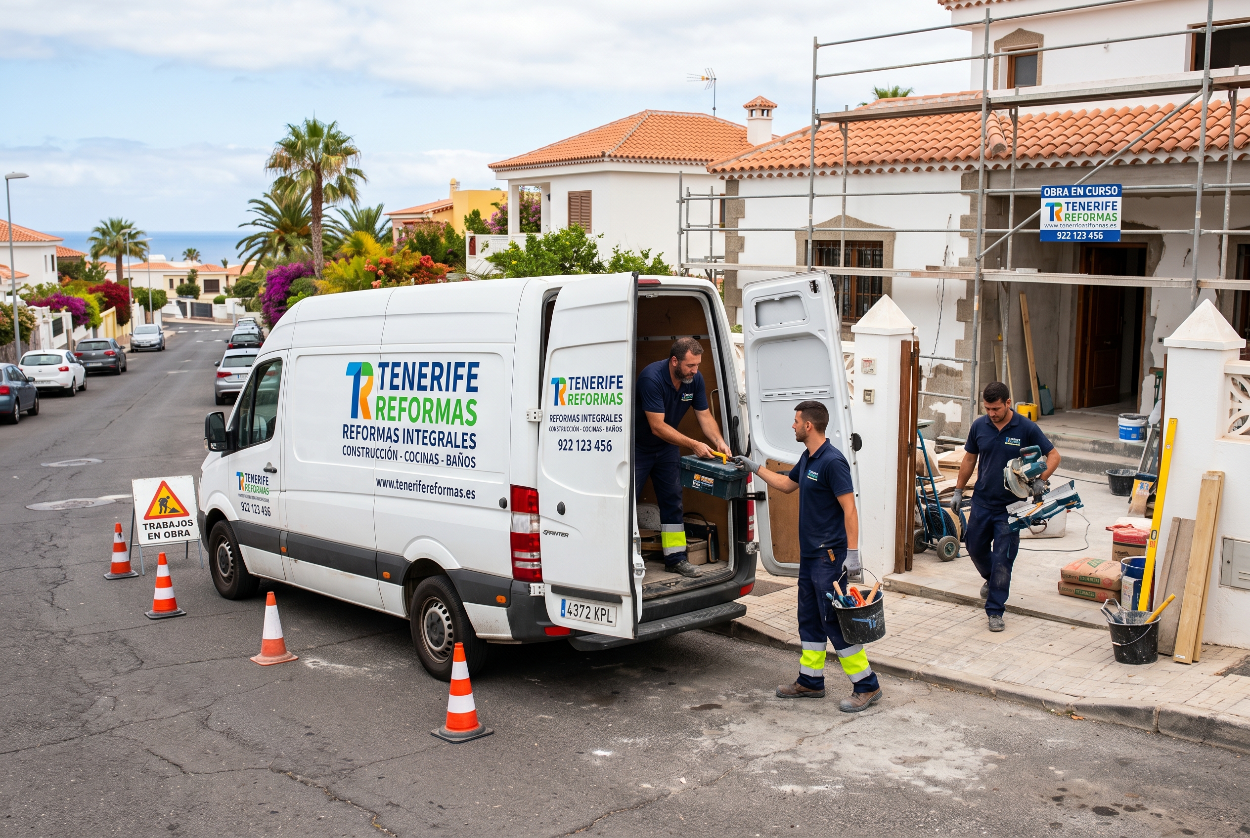 Furgoneta y materiales en proyecto